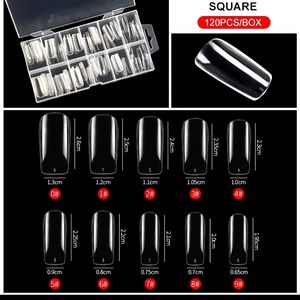 120pcS Boxed Transparent Coffin Acrylic Fake Nails Capsule